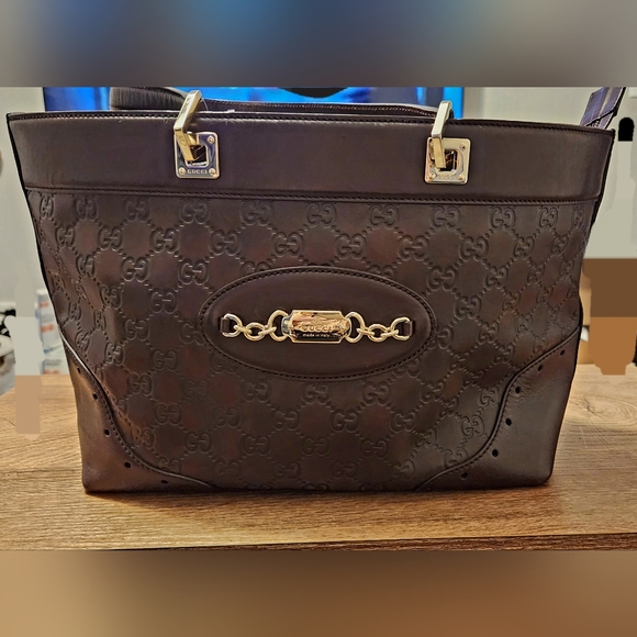 Gucci Handbags - Gucci Guccissima Punch Tote Burgundy Calf Leather